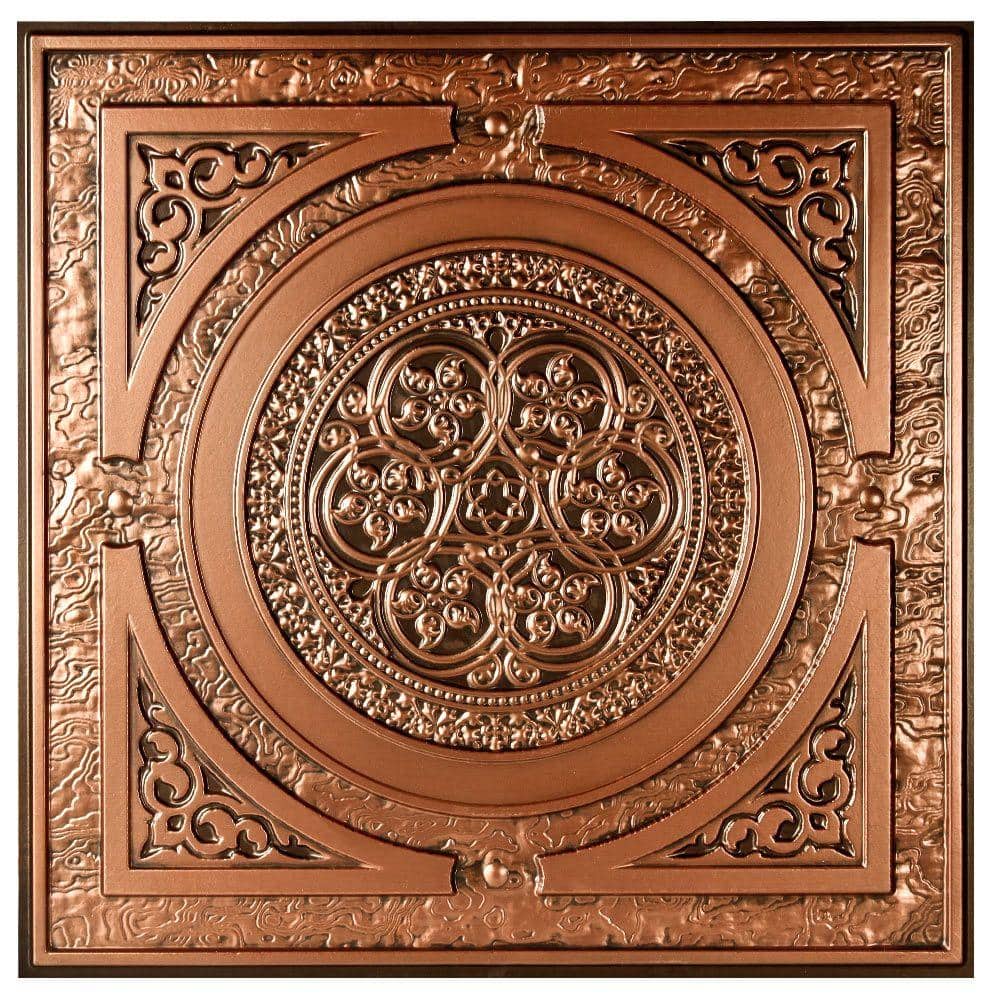 Udecor Montroy 2 Ft X 2 Ft Lay In Or Glue Up Ceiling Tile In Antique Copper 48 Sq Ft Case Ct 225 Ac The Home Depot