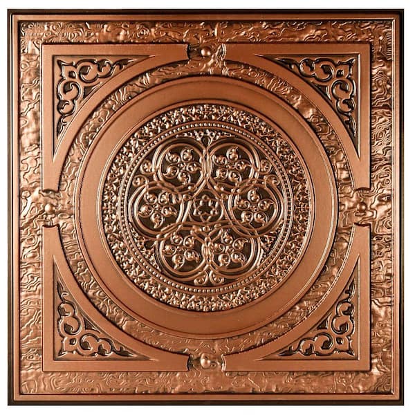 uDecor Montroy 2 ft. x 2 ft. Lay-in or Glue-up Ceiling Tile in Antique Copper (40 sq. ft. / case)