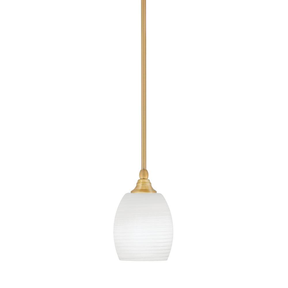 Sparta 100-Watt 1-Light New Age Brass Shaded Pendant Light Mini Pendant wit