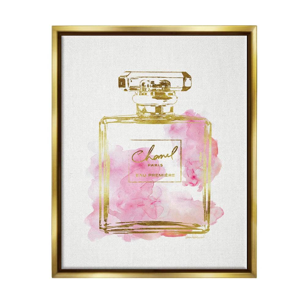 The Stupell Home Decor Collection Glam Perfume Bottle Gold Pink by