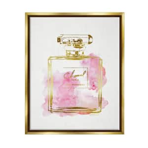 Glam Perfume Bottle Gold Pink by Amanda Greenwood Floater Frame Culture Wall Art Print 17 in. x 21 in.