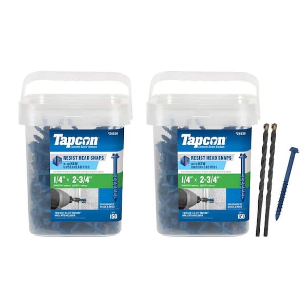 1/4 in. x 2-3/4 in. Steel Hex-Washer-Head Concrete Anchors Combo Kit Includes 2 (150-Pack)