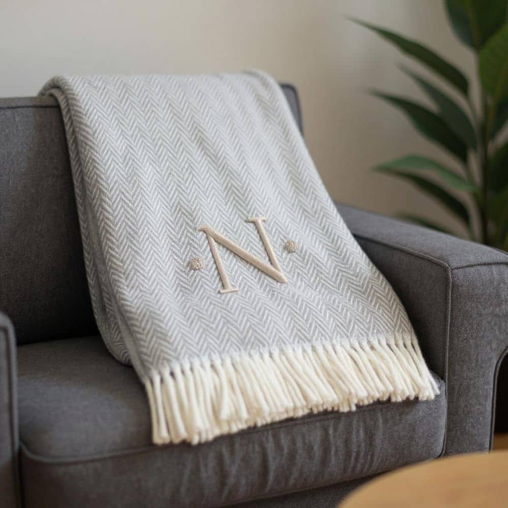 Gray, White Herringbone Cotton Blend Throw Blanket price history on PriceWatchPro
