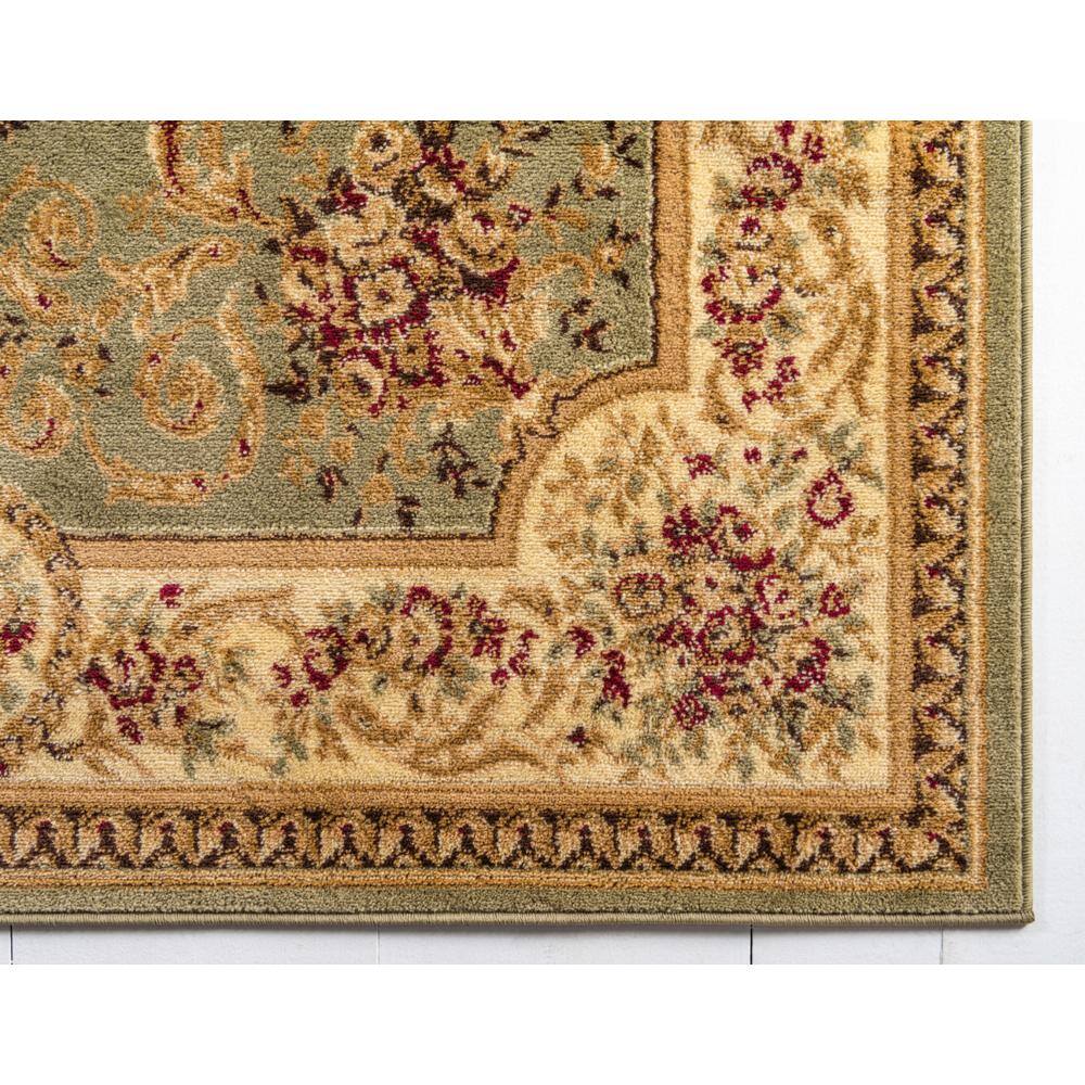 Green and Beige Floral Rectangular Synthetic 9' x 12' Area Rug