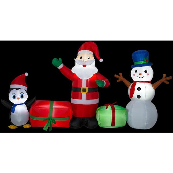 Airblown 9 ft. W Inflatable Christmas Santa Snowman and Penguin