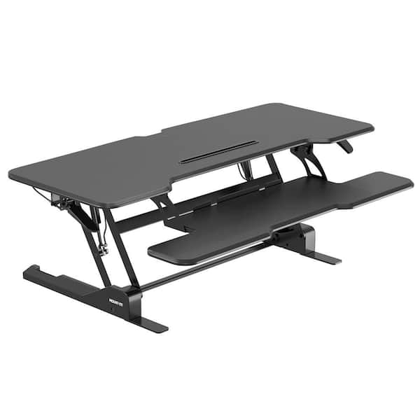 47.2 in. Rectangular Black MDF Large Standing Desk Converter with Adjustable Height