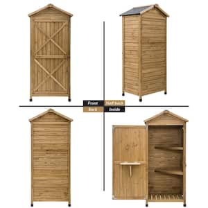 1.5 ft. W x 2.1 ft. D Wooden Storage Sheds Fir Wood Lockers with Workstation, Natural (3.15 sq. ft.)