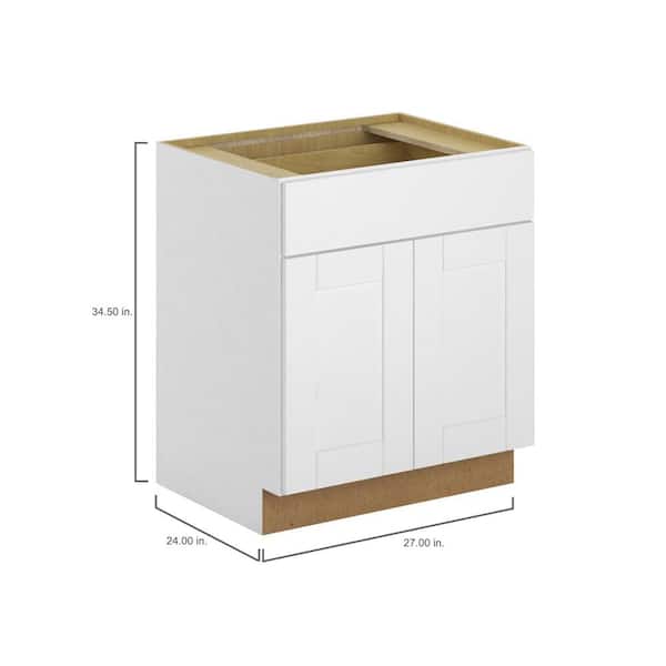 Hampton Assembled 30x34.5x24 in. Sink Base Kitchen Cabinet in Satin White