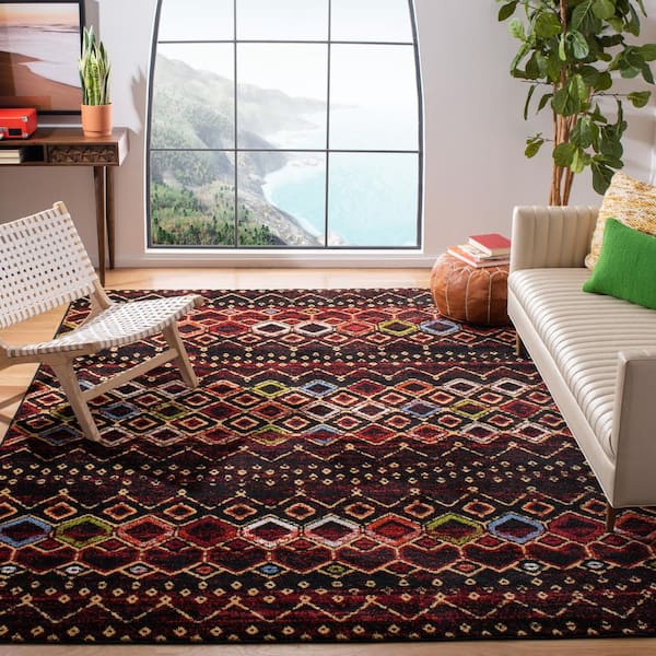 Amsterdam Black/Multi 11 ft. x 15 ft. Multi-Diamonds Chevron Area Rug