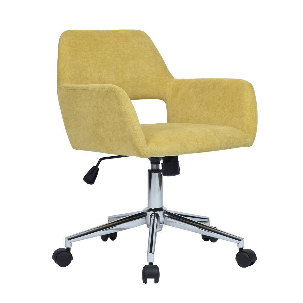 Homy Casa Ross Yellow Fabric Upholstered Arm Task Chair with Adjustable