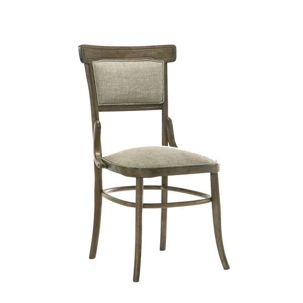 Benjara Brown and Beige Fabric Padded Back Dining Chair with Inward Curving Top