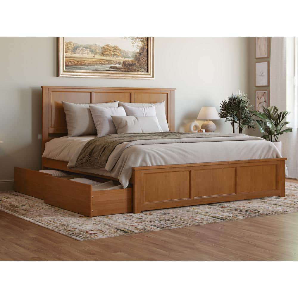 AFI Madison Light Toffee Natural Bronze Solid Wood Frame King Platform ...