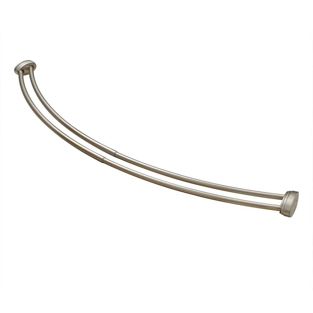 Nickel Wall Mounted Double Curved Aluminum Shower Rod