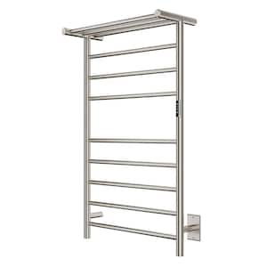 Eve Series 8-Bar Wall Mounted Electric Plug-In Bathroom Towel Warmer Rack in Brushed Nickel Finish Stainless Steel