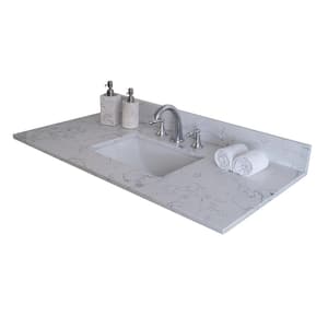 37 in. W x 22 in. D Engineered Stone Composite Vanity Top in Marble Color with White Rectangular Single Sink