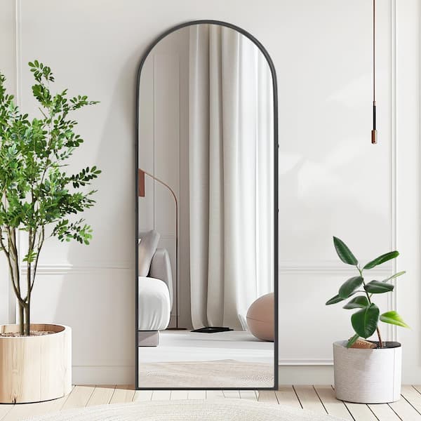 Dovelina 24 in. W x 67 in. H Arched Black Framed Full Length Mirror Aluminum Alloy Floor Mirror