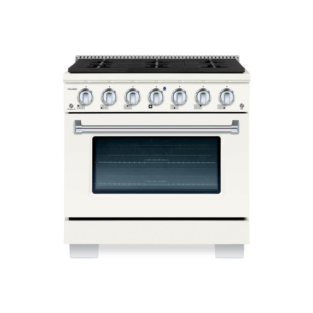 Hallman BOLD 36" 5.2CuFt. 6 Burner Freestanding Single Oven Dual Fuel Range with Gas Stove and