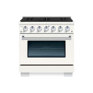 BOLD 36" 5.2CuFt. 6 Burner Freestanding Single Oven Dual Fuel Range with Gas Stove and Electric Oven in Off-White Family