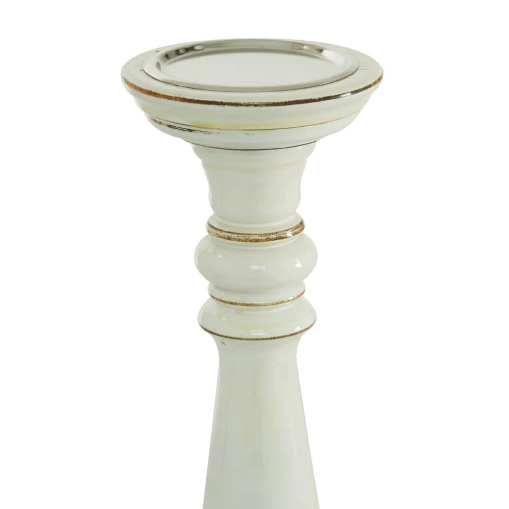 Elegant Silver Aluminum 15.6'' Tabletop Candlestick Pair