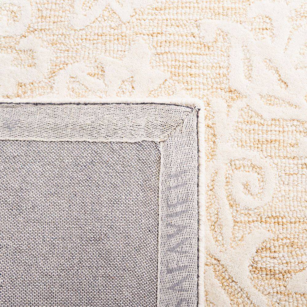 Handmade Ivory Floral Tufted Wool Area Rug 8' x 10'