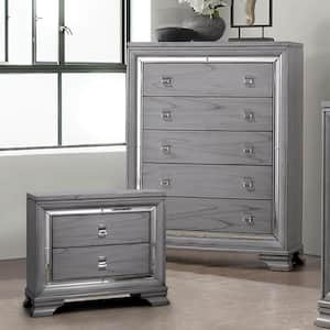 Tannon Light Gray 2-Drawer 30 in. Nightstand and Chest