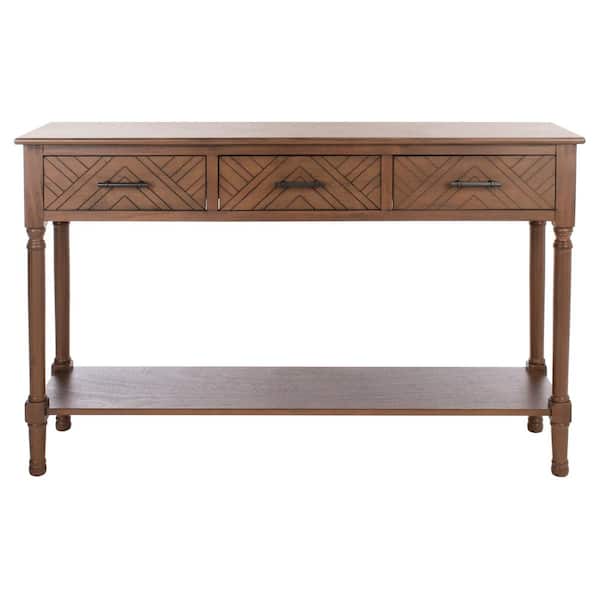 SAFAVIEH Peyton 47.3 in. Brown Rectangle Wood Console Table with Drawer
