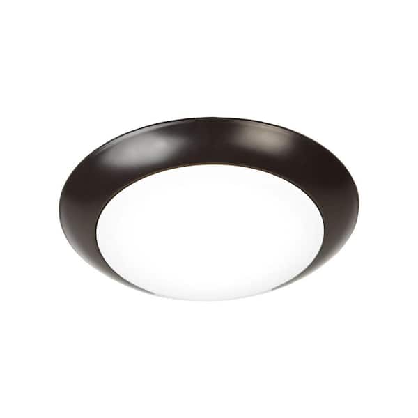 Disc 6 in. 1-Light Bronze LED Flush Mount