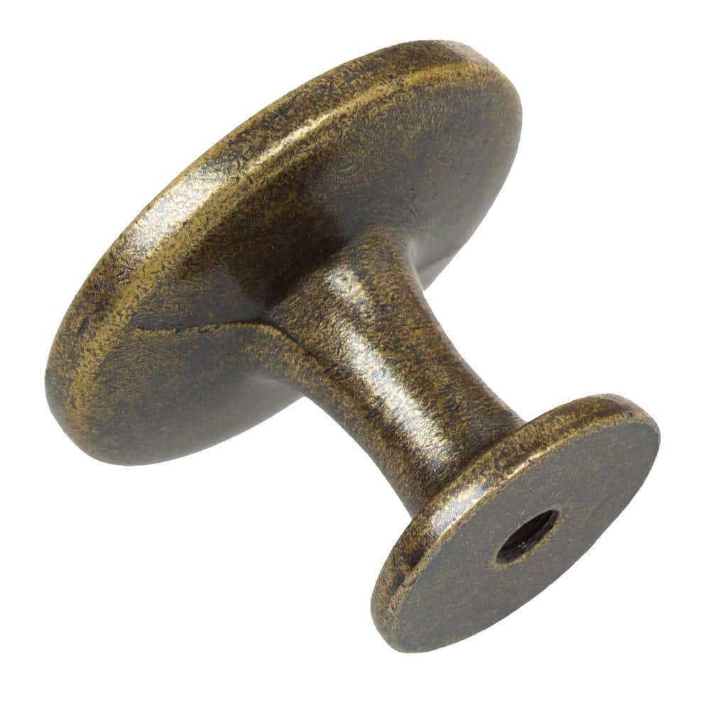 Antique Brass Round Cabinet Knob with Mounting Hardware