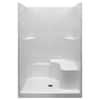 Standard 37 in. x 48 in. x 80 in. 1-Piece Low Threshold Shower Stall in White with RHS Molded Seat and Center Drain