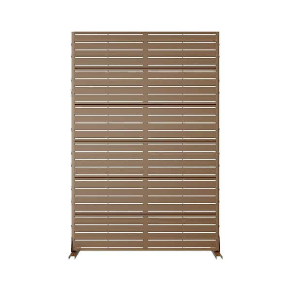 PexFix 6 ft. x 4 ft. Privacy Fence Screen Brown Galvanized Metal for Garden Fence in Louvered Pattern