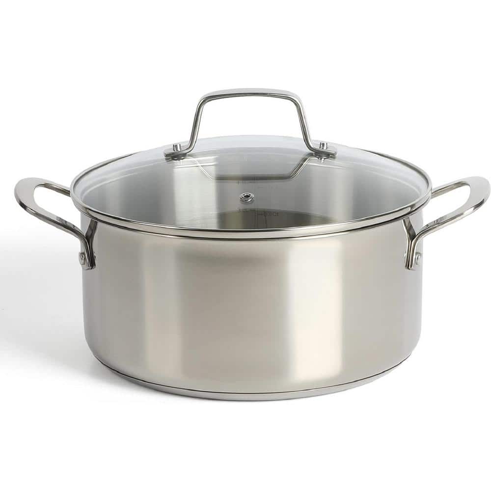 5 qt. Round Stainless Steel Induction Safe Dutch Oven with Lid