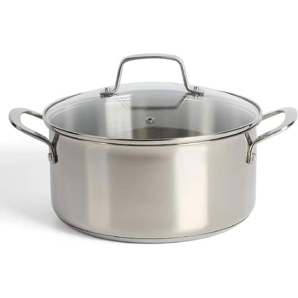 Adrinfly 5 qt. Round Stainless Steel Induction Safe Dutch Oven with Lid
