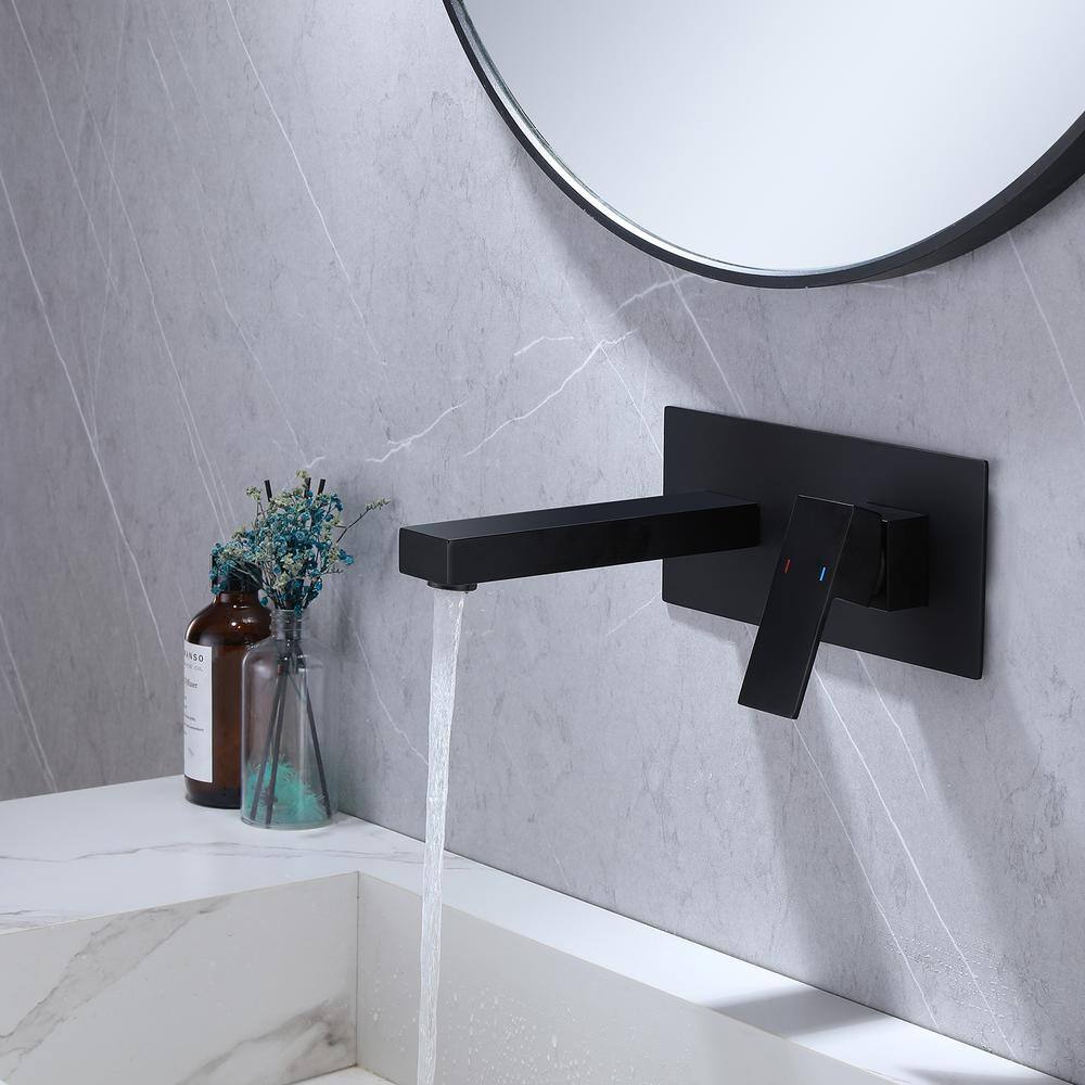Matte Black Single-Handle Wall Mount Bathroom Faucet