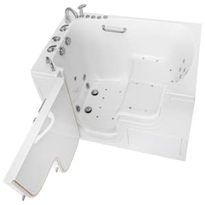 TransferXXXL 55 in. x 36 in. Acrylic Walk-In Whirlpool and Air Bath Bathtub in White, Fast Fill Faucet, LHS Dual Drain