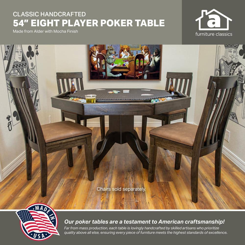 Mocha Knotty Alder Wood Poker Table with Cushioned Speed Cloth