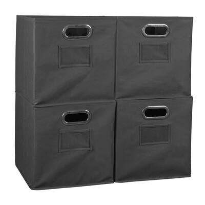 12 in. H x 12 in. W x 12 in. D Gray Fabric Cube Storage Bin 4-Pack