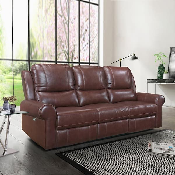 Brown leather 2 seater recliner sofa discount