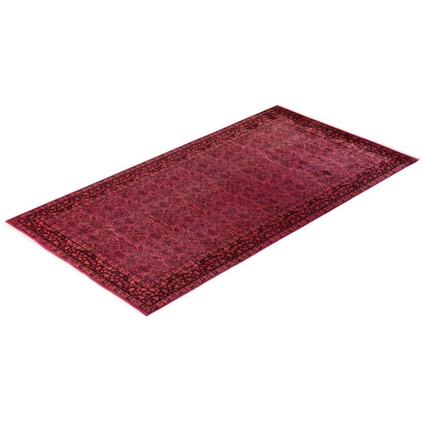 Overdyed Pink 6 x 12 Wool Indoor Area Rug
