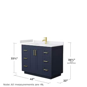 Miranda 42 in. W Single Bath Vanity in Dark Blue with Cultured Marble Vanity Top in White with White Basin