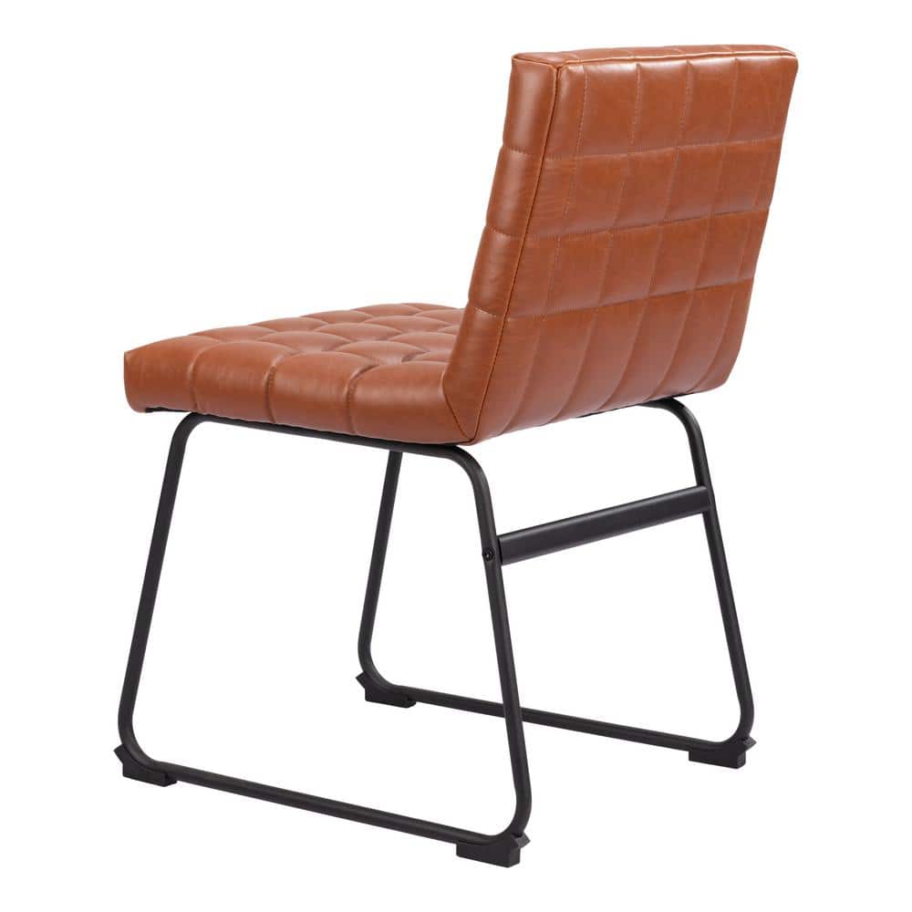 Pago Brown Faux Leather Upholstered Dining Chairs with Metal Frame