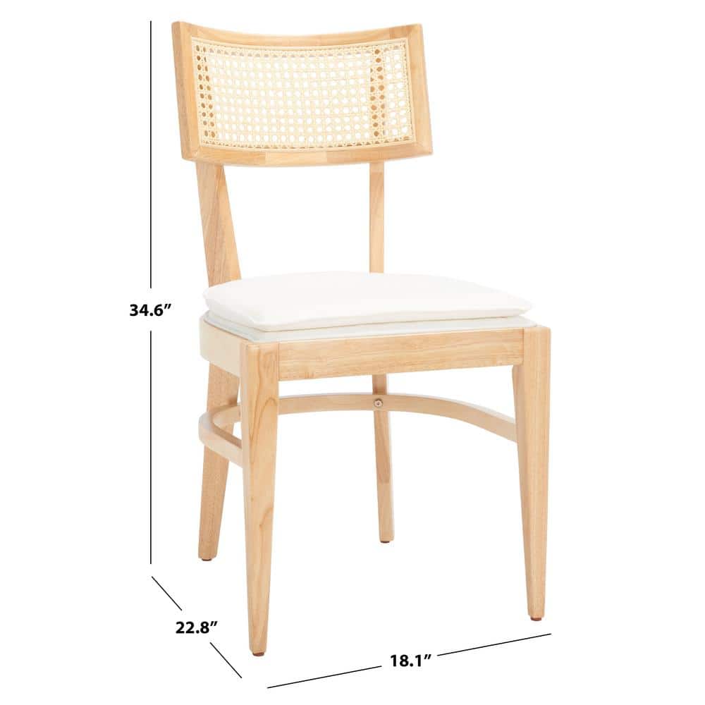 Natural Wood and Cane Upholstered Side Chair