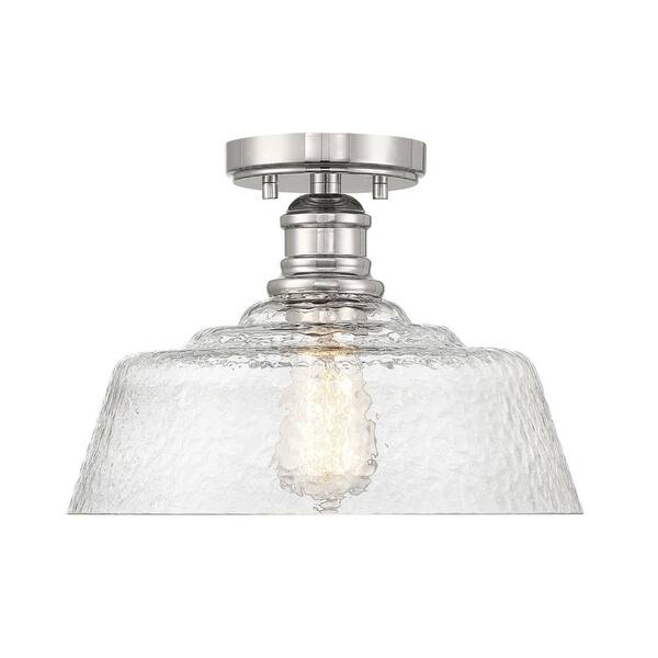 Savoy House 13 in. W x 13 in. H 1-Light Polished Nickel Semi Flush ...