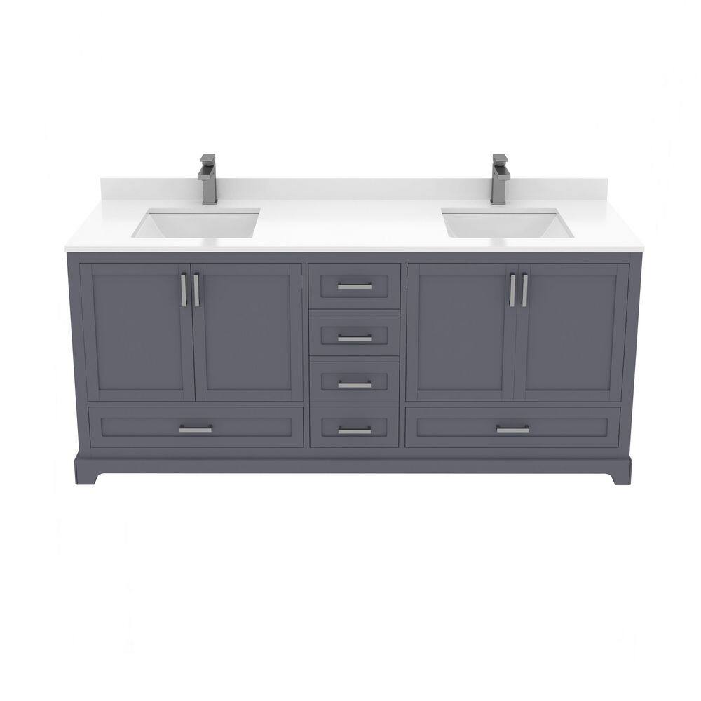 Maya 72 in. Double Sink Freestanding Charcoal Grey Bath Vanity with White Quartz Top Assembled price history on PriceWatchPro