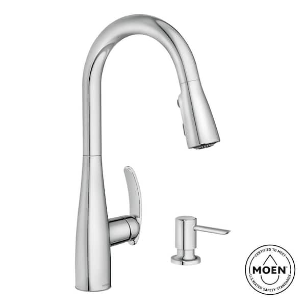 MOEN Reyes Chrome 15.67 in. H Pull Down Sprayer Kitchen Faucet with 360 Degree Spout Swivel and Power Boost