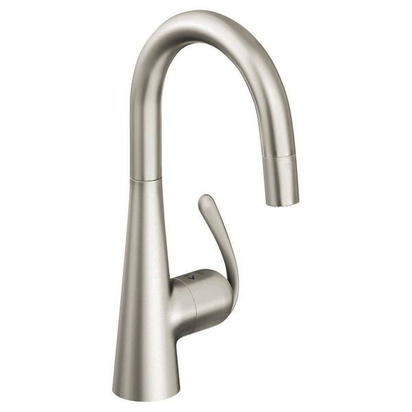 GROHE Ladylux3 Single-Handle Pull-Down Sprayer Kitchen Faucet in SuperSteel InfinityFinish
