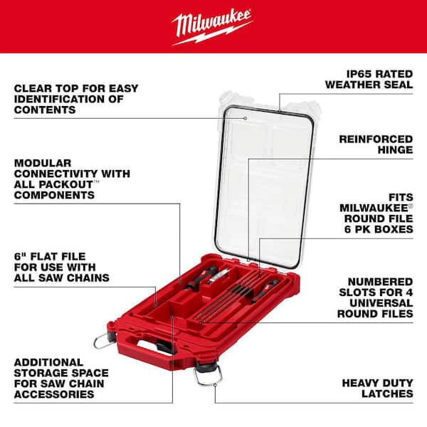 Milwaukee Saw Chain Sharpening Set with PACKOUT Low-Profile