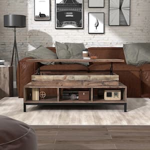 Kemby 47 in. Reclaimed Barnwood Rectangle Particle Board Coffee Table with Lift Top