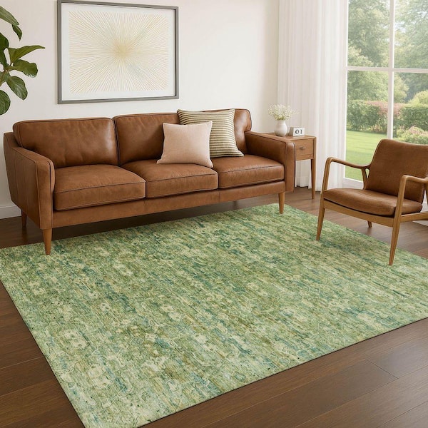 Chantille Machine Washable Indoor/Outdoor Abstract ACN2324 Olive 5 ft. x 7 ft. 6 in. Area Rug