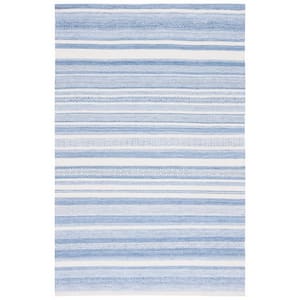 Striped Kilim Blue/Ivory 5 ft. x 8 ft. Abstract Striped Area Rug