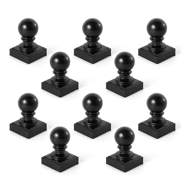 Rust-Resistant 2 in. x 2 in. Metal Decorative Contemporary Ball Top Fence Post Cap (10-Pack)